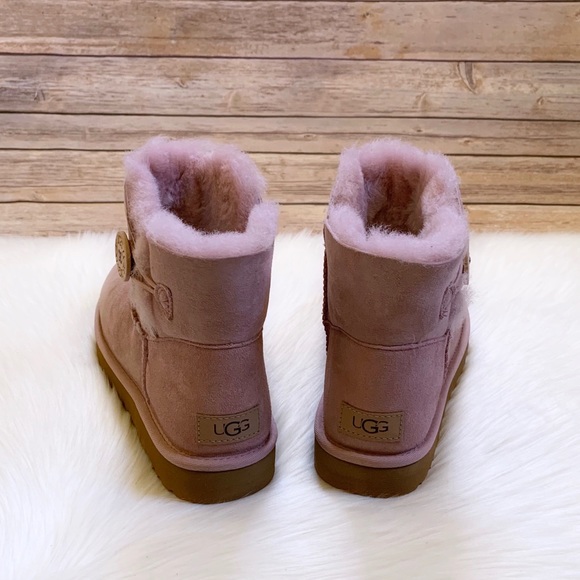 UGG Mini Bailey Button II Pink Crystal Boots - Picture 2 of 6